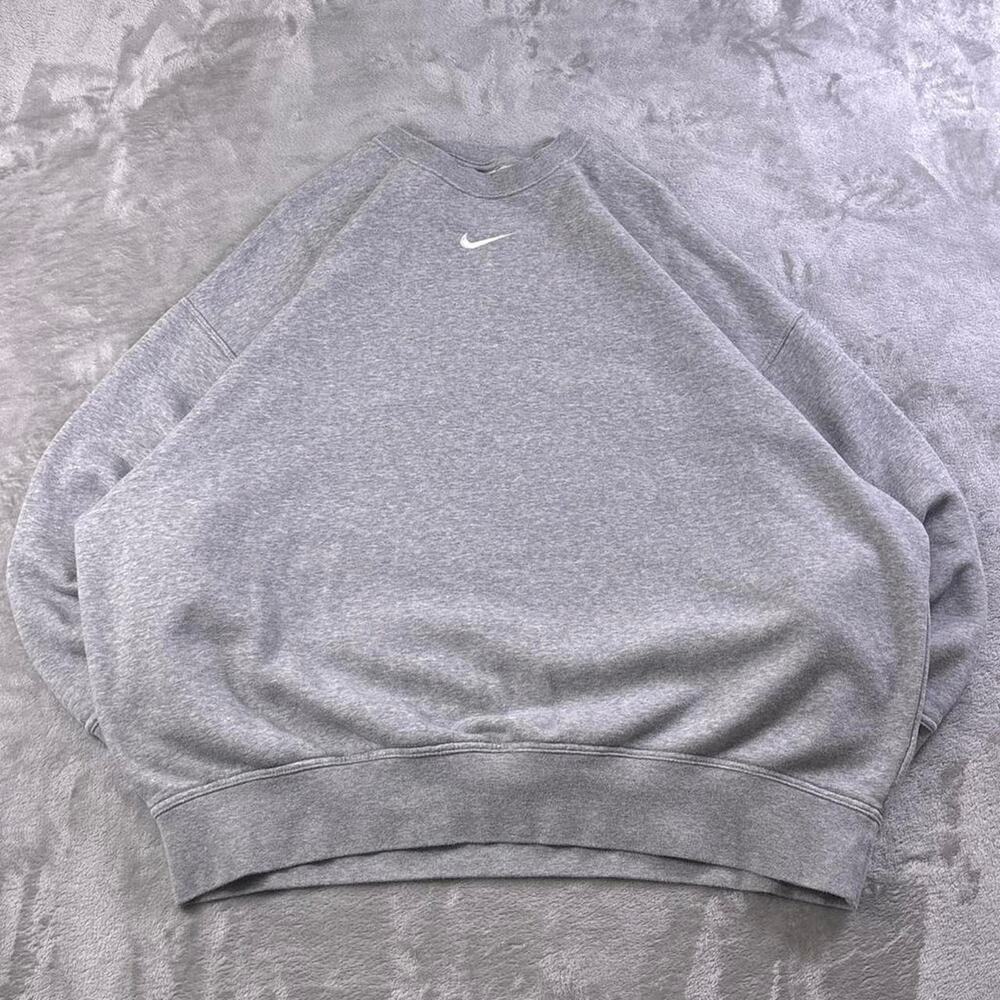 Nike Center Swoosh Sweatshirt Mens Small Gray Crewneck Oversized Baggy